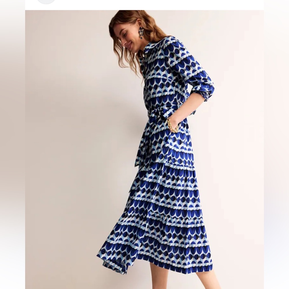 BODEN Blue Patterned Women's Dress - Picture 2 of 6